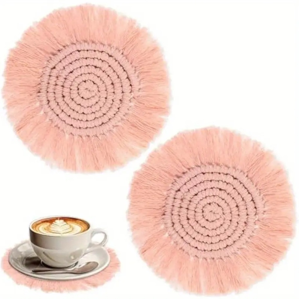 Pink Woven Coasters - Set of 3